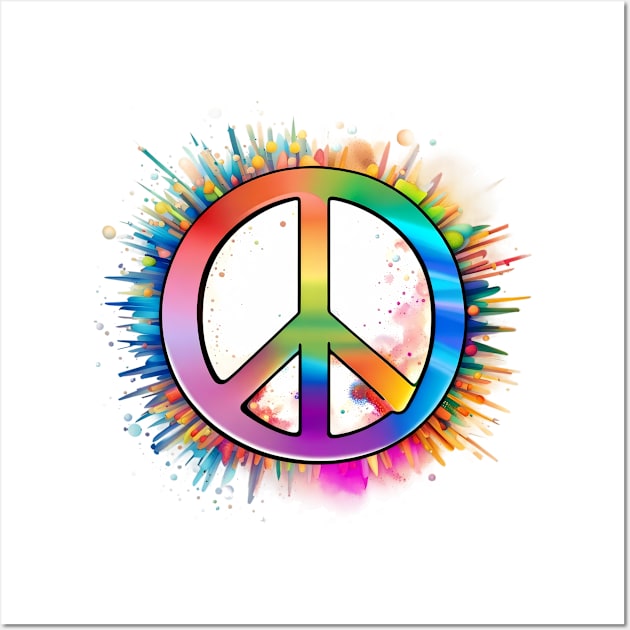 Harmonious Calm - 'Peace' Over Serene Bright Explosion Tee Wall Art by trubble